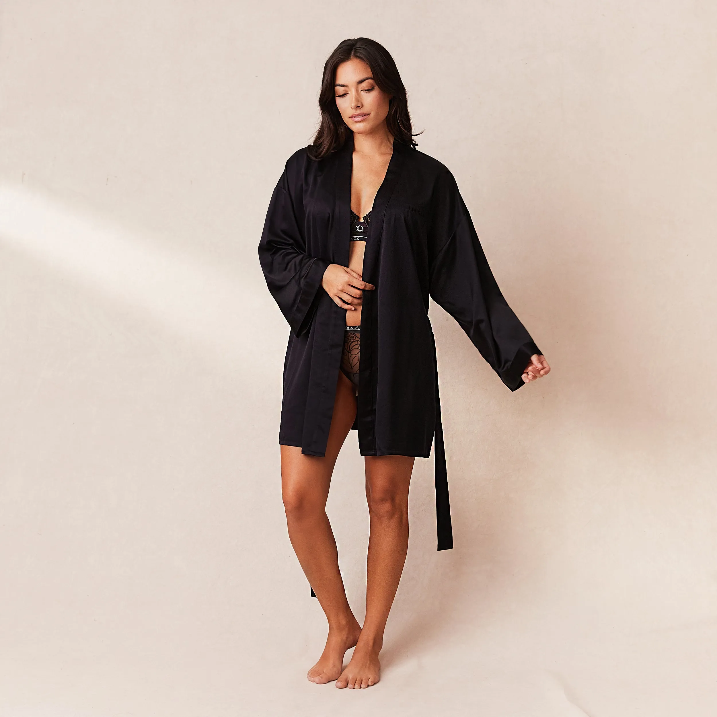 Robe de Chambre Signature Satin - Noir