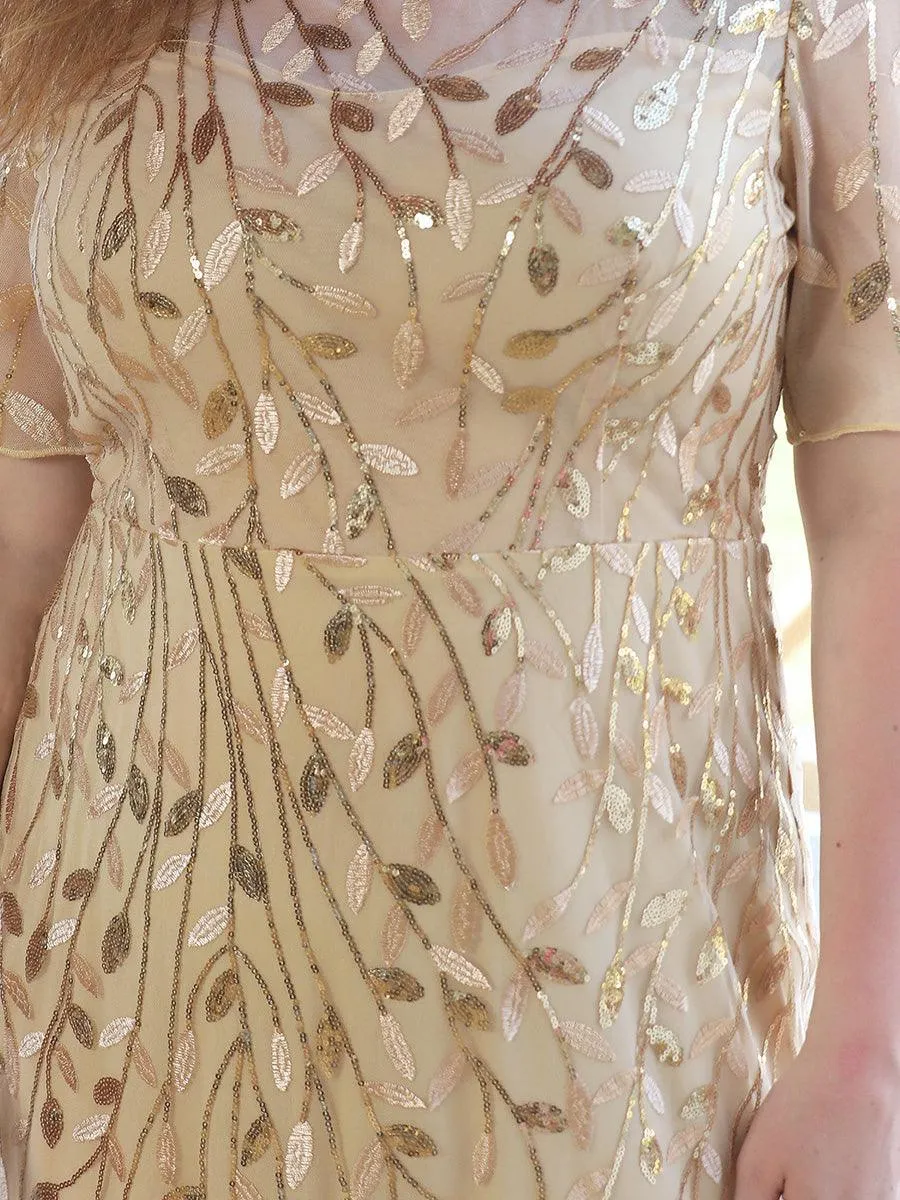 Robe Sirène Grande Taille en Tulle à Imprimé Floral et Paillettes
