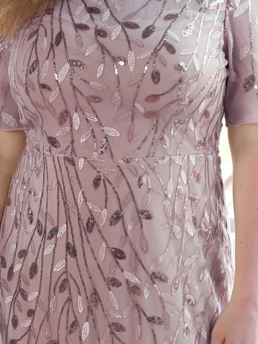 Robe Sirène Grande Taille en Tulle à Imprimé Floral et Paillettes