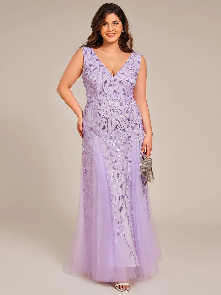 Robes de soirée trapèze pailletées sans manches à col en V