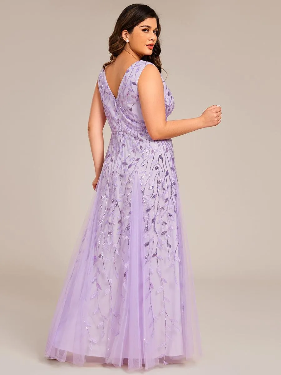 Robes de soirée trapèze pailletées sans manches à col en V