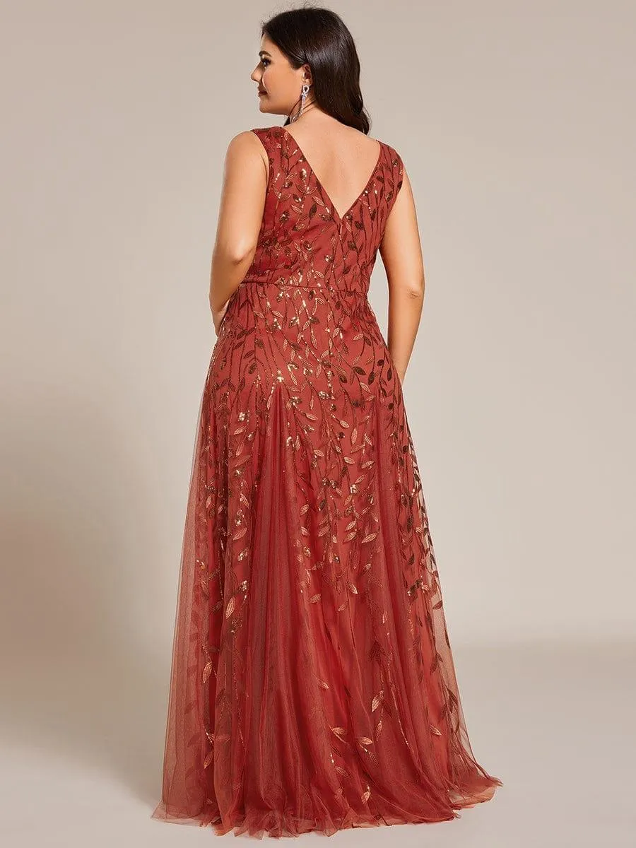 Robes de soirée trapèze pailletées sans manches à col en V