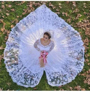 Roycebridal Lace Ball Gown Wedding Dresses Long Sleeves