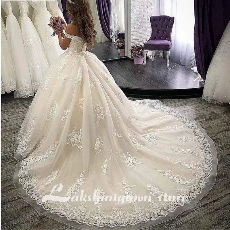 Roycebridal V-Neck Off the shoulders Floor-Length Ball gown Wedding Dresses