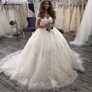 Roycebridal V-Neck Off the shoulders Floor-Length Ball gown Wedding Dresses