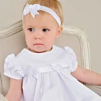 Sarah Cotton Christening Dress and Headband