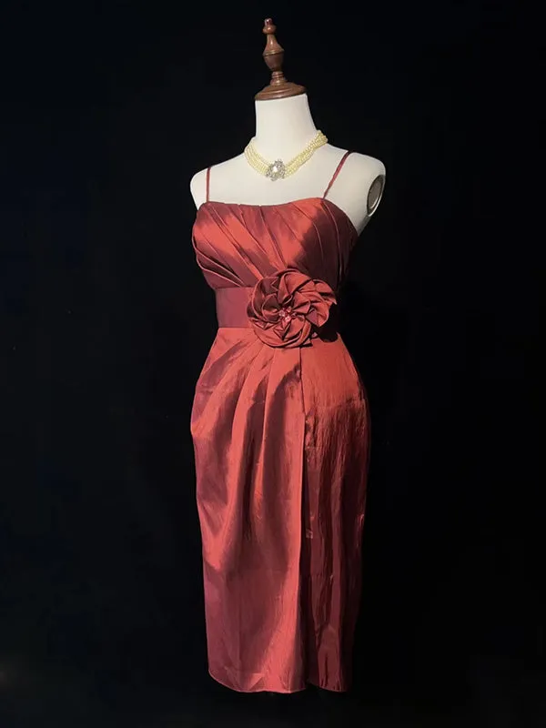 Sexy Spaghetti Strap Sleeveless Short Mermaid Satin Homecoming Dresses For Party Online, HD0912