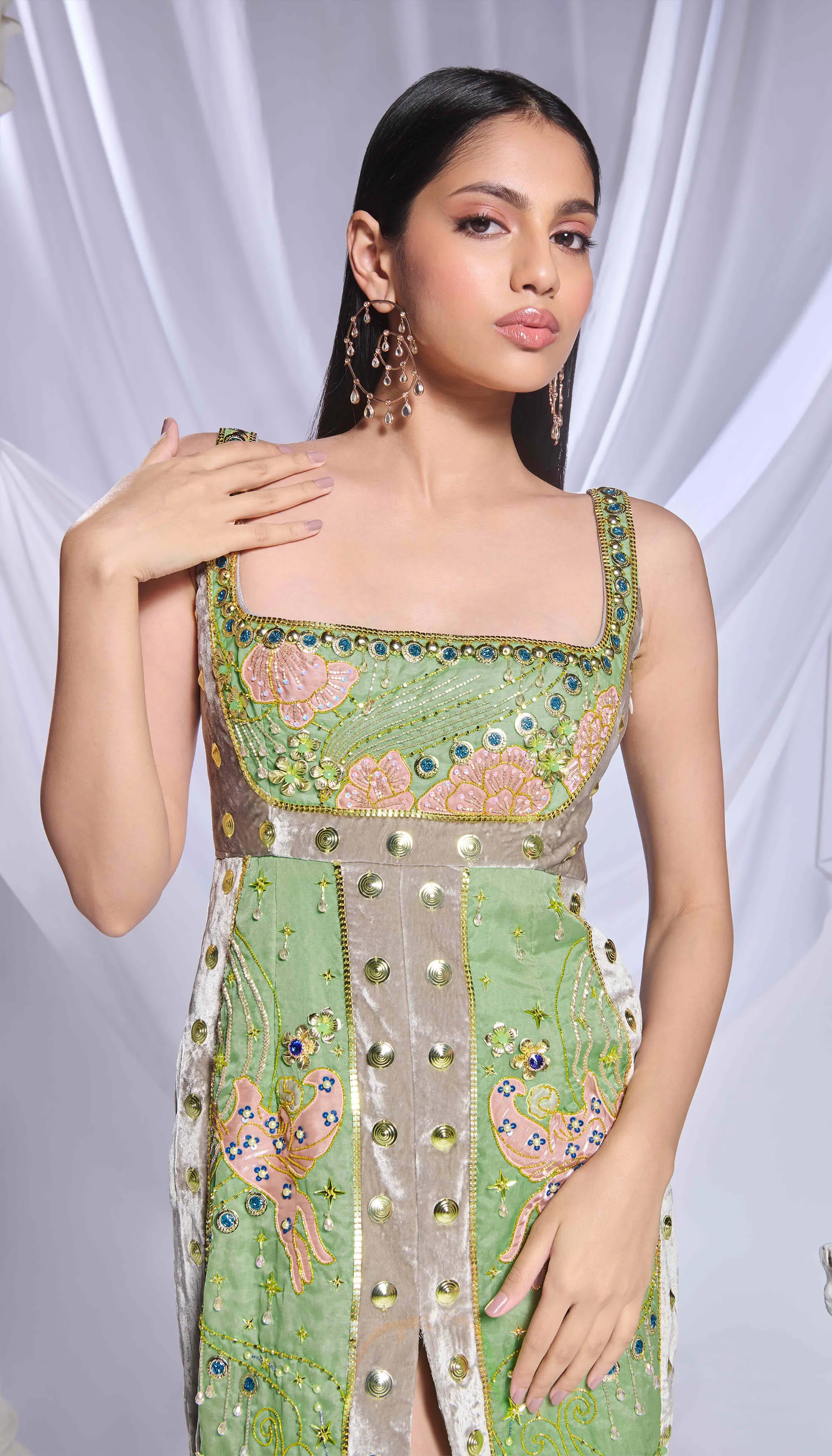 Shamrock shimmy green gown and churidar