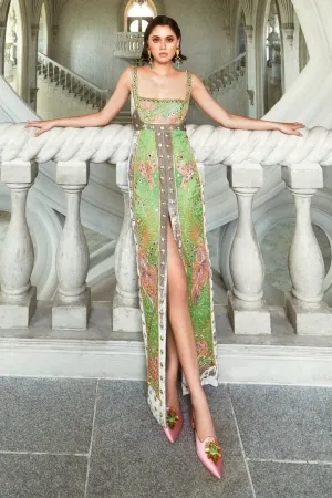 Shamrock shimmy green gown and churidar