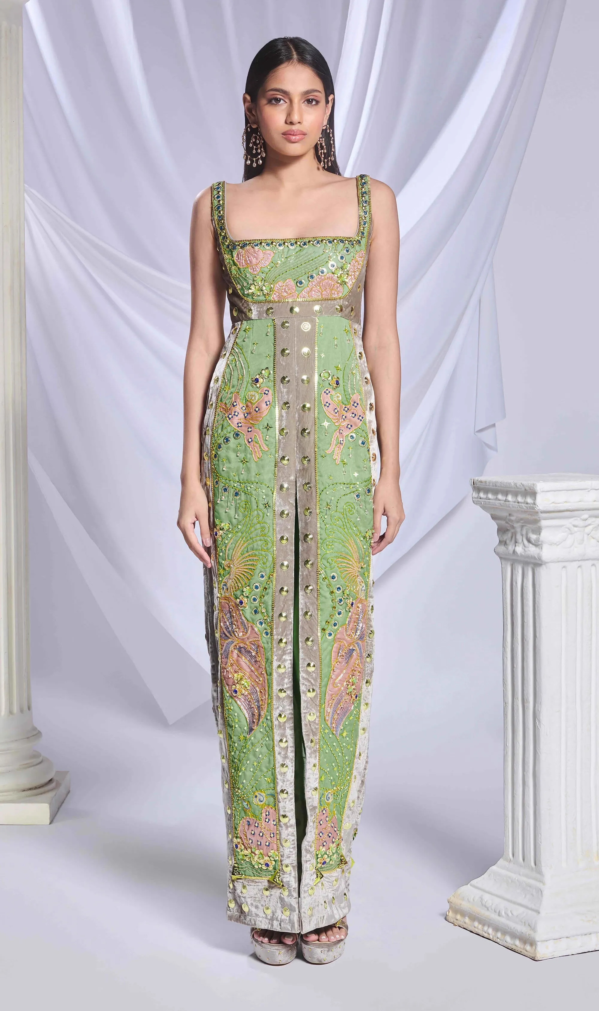 Shamrock shimmy green gown and churidar