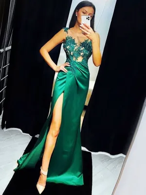 Smileven Dark Green Side Split Dress