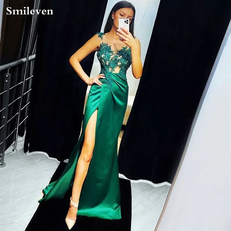 Smileven Dark Green Side Split Dress