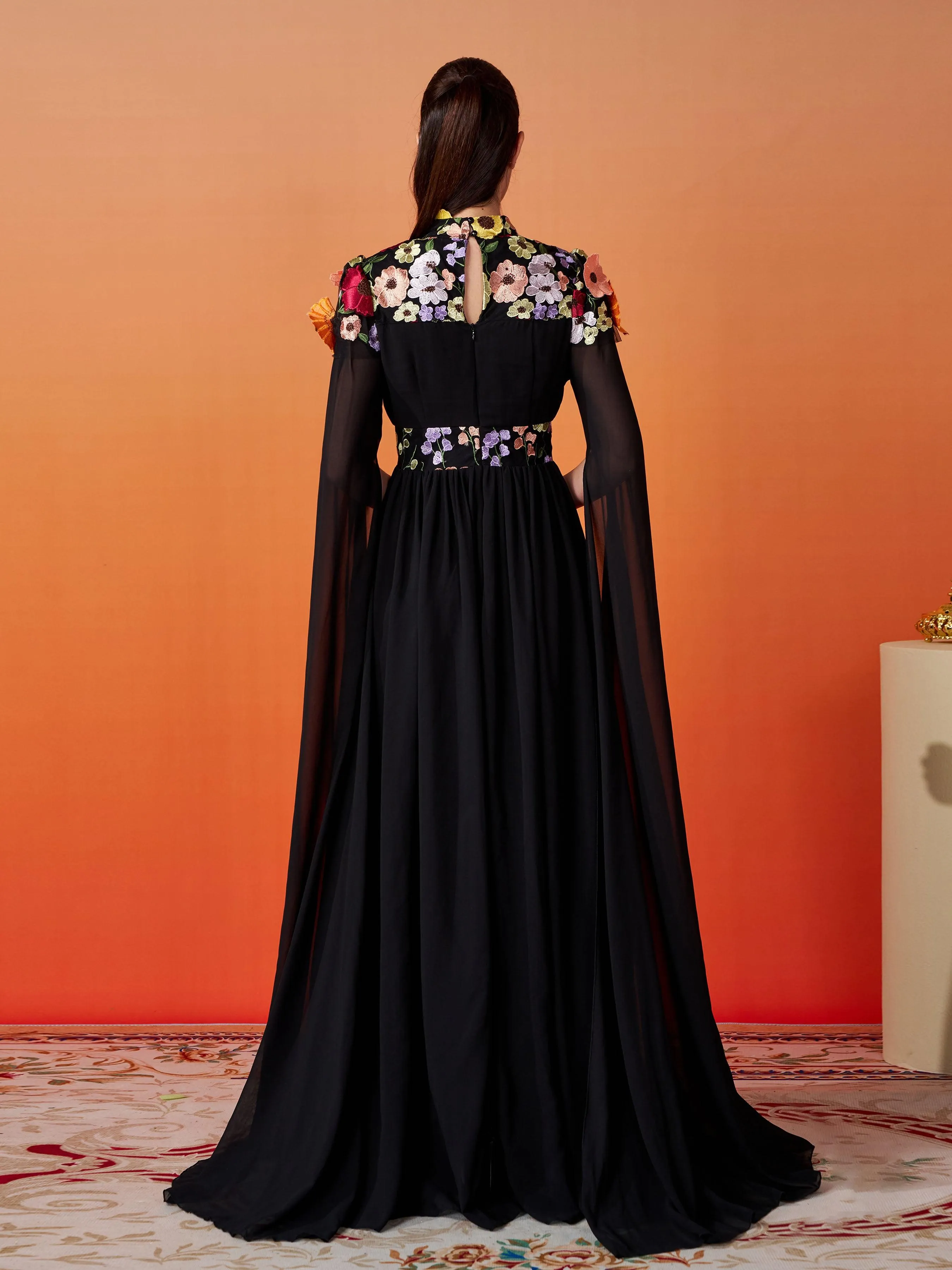 Stand Collar Embodied Tulle Dress MES00397