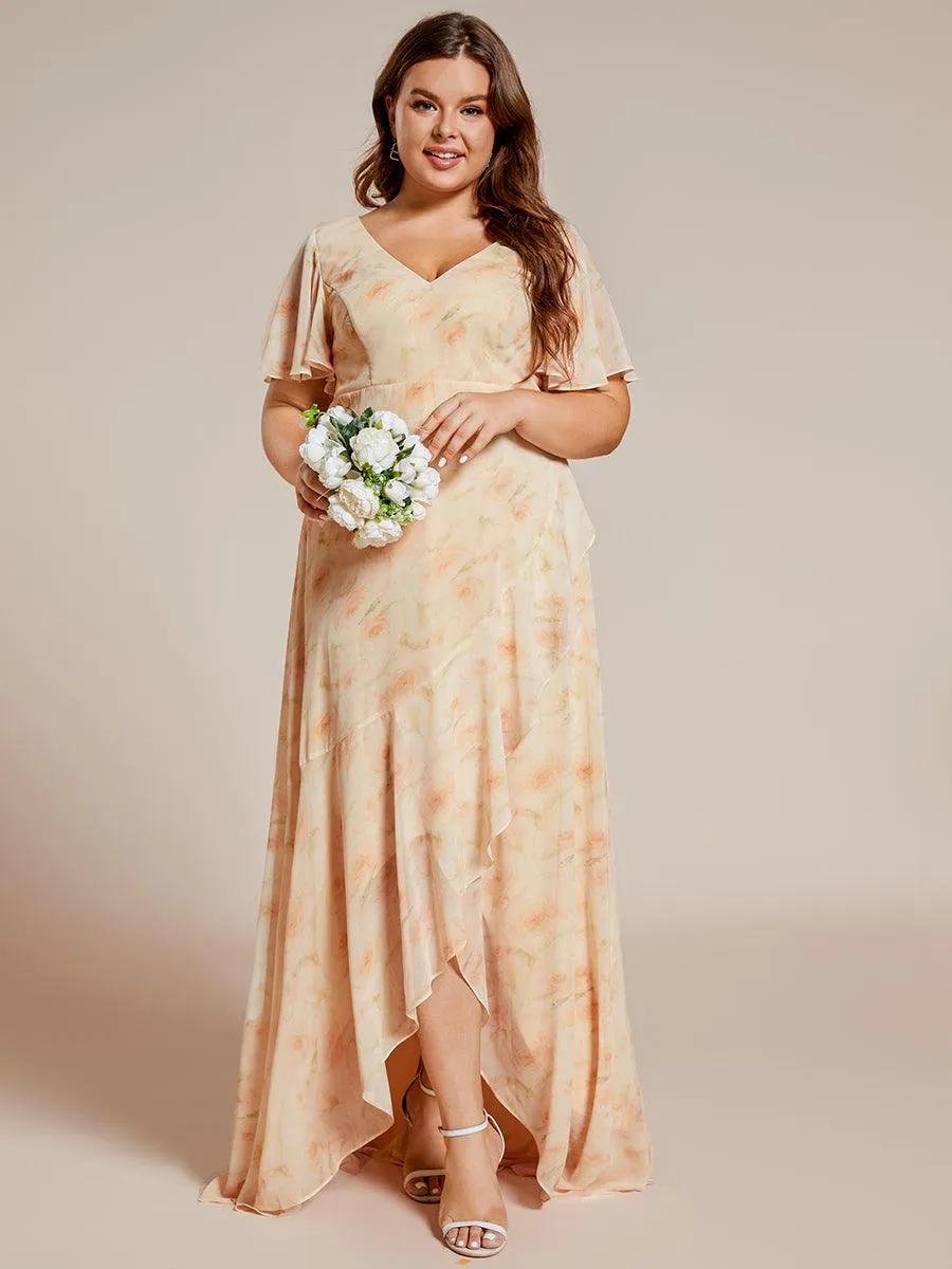 Taille personnalisée Robe demoiselle d'honneur Ourlet en feuille lotus Charmante