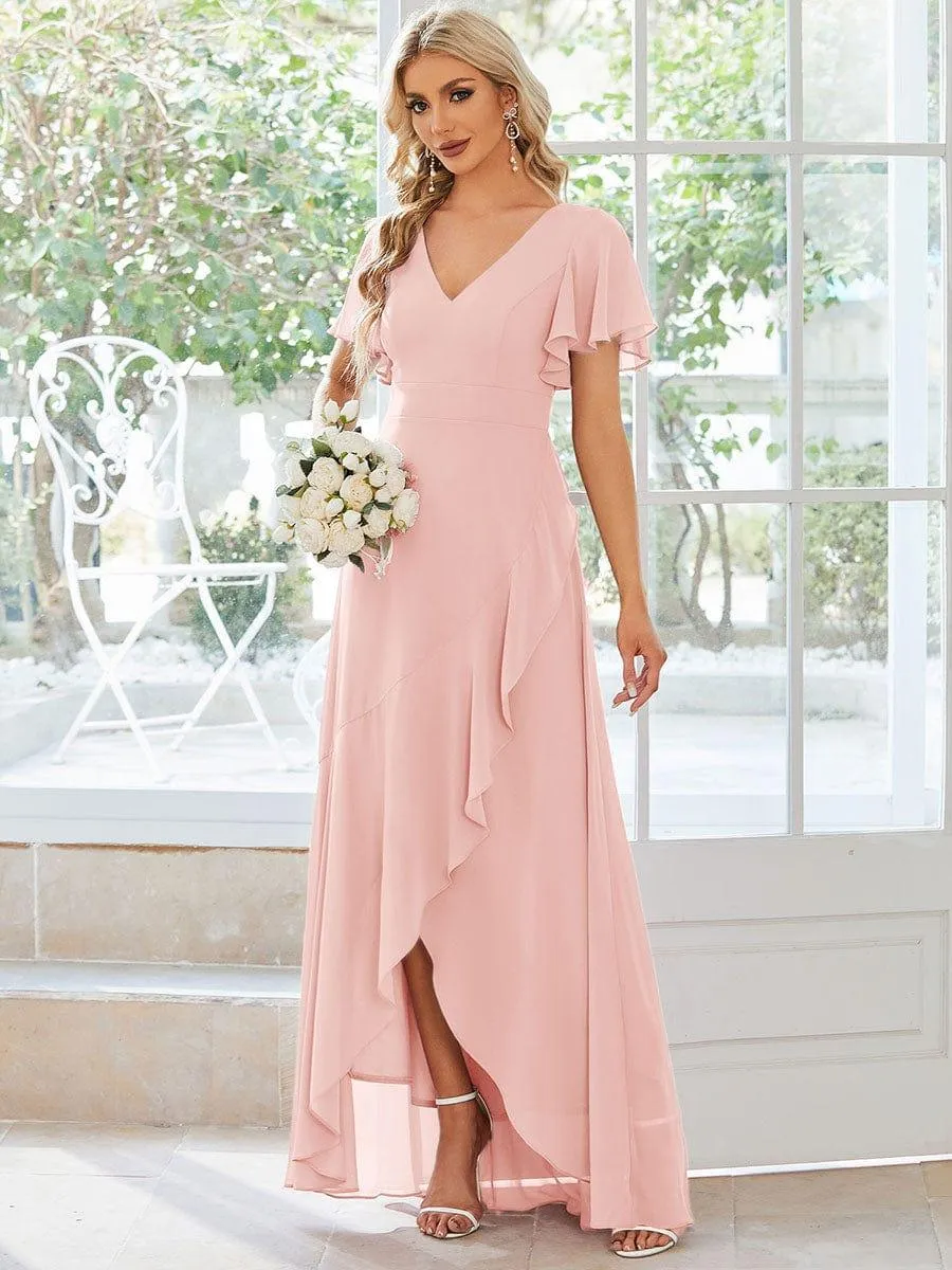 Taille personnalisée Robe demoiselle d'honneur Ourlet en feuille lotus Charmante