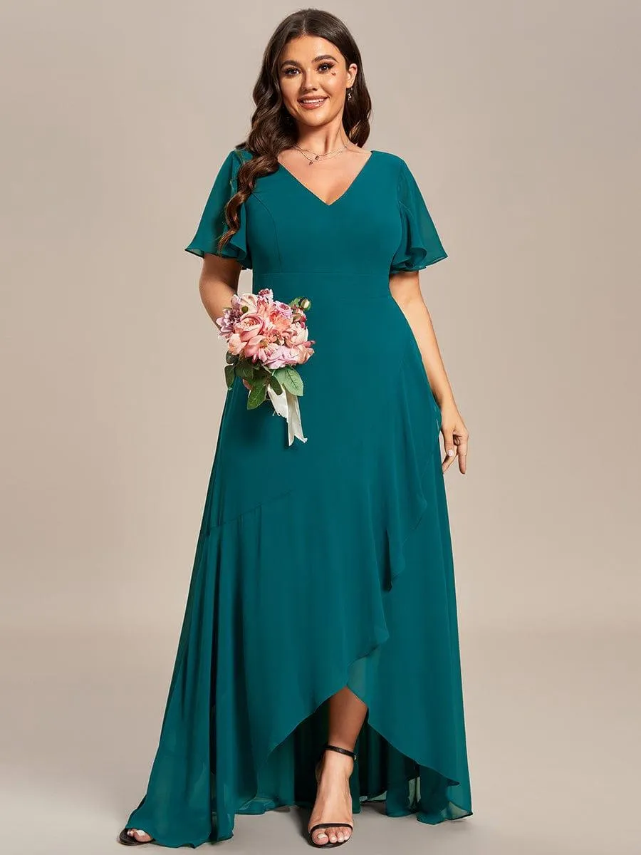 Taille personnalisée Robe demoiselle d'honneur Ourlet en feuille lotus Charmante