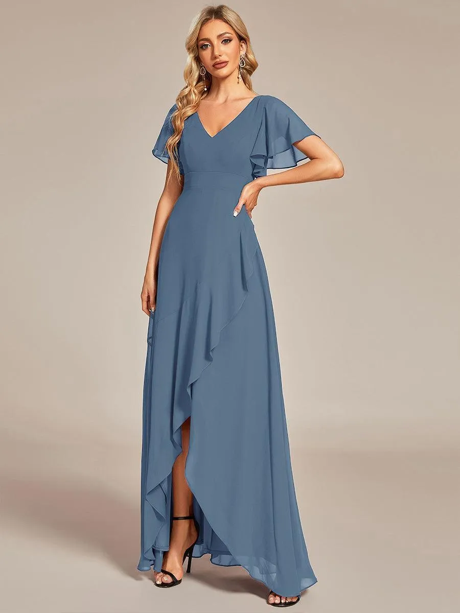 Taille personnalisée Robe demoiselle d'honneur Ourlet en feuille lotus Charmante