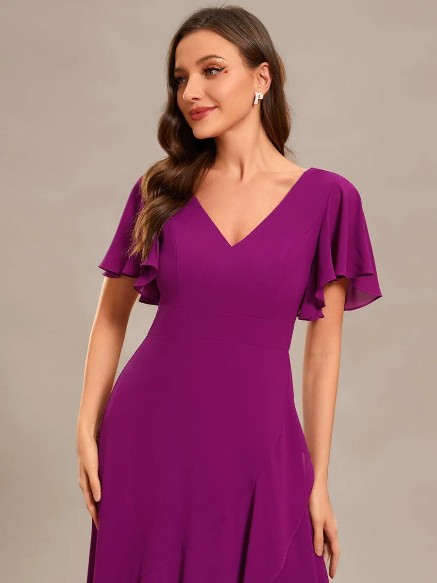Taille personnalisée Robe demoiselle d'honneur Ourlet en feuille lotus Charmante