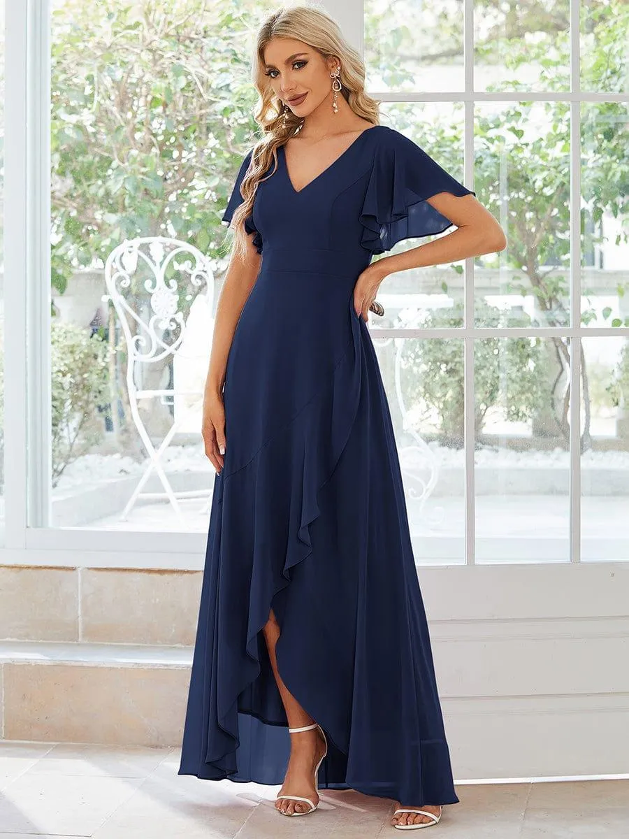 Taille personnalisée Robe demoiselle d'honneur Ourlet en feuille lotus Charmante