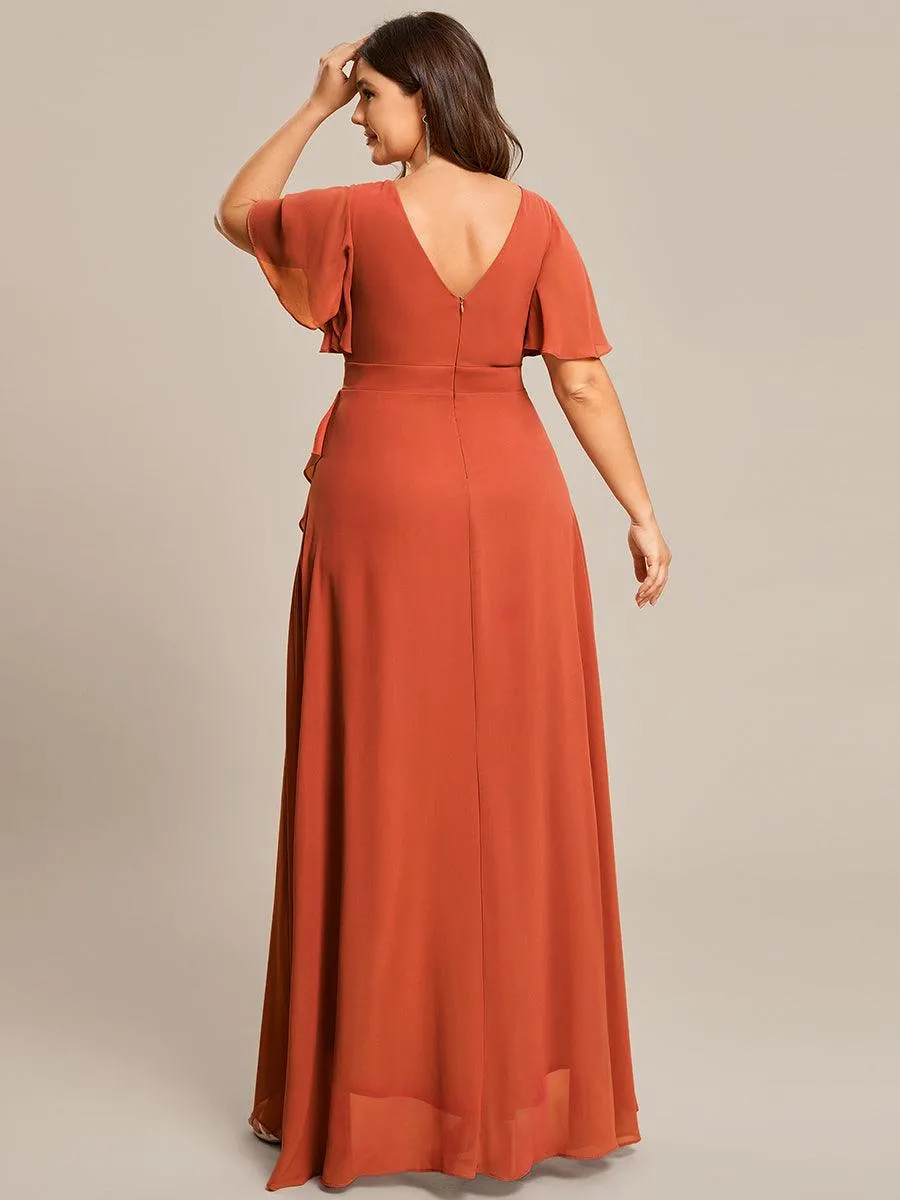 Taille personnalisée Robe demoiselle d'honneur Ourlet en feuille lotus Charmante