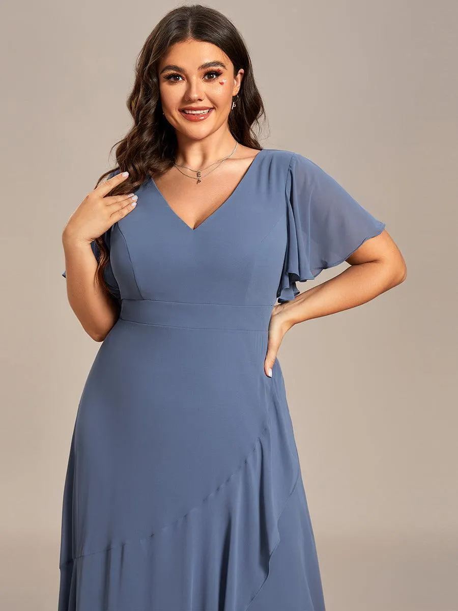 Taille personnalisée Robe demoiselle d'honneur Ourlet en feuille lotus Charmante