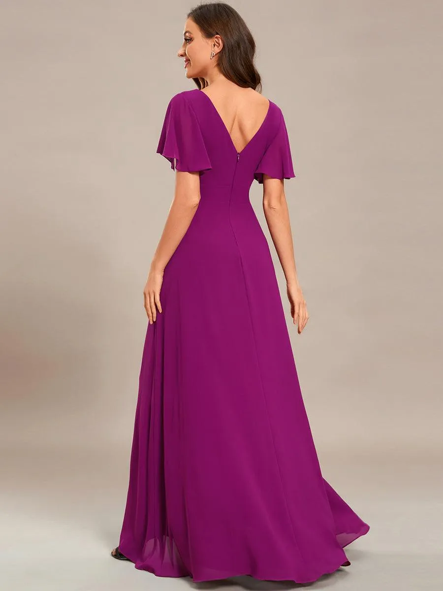 Taille personnalisée Robe demoiselle d'honneur Ourlet en feuille lotus Charmante