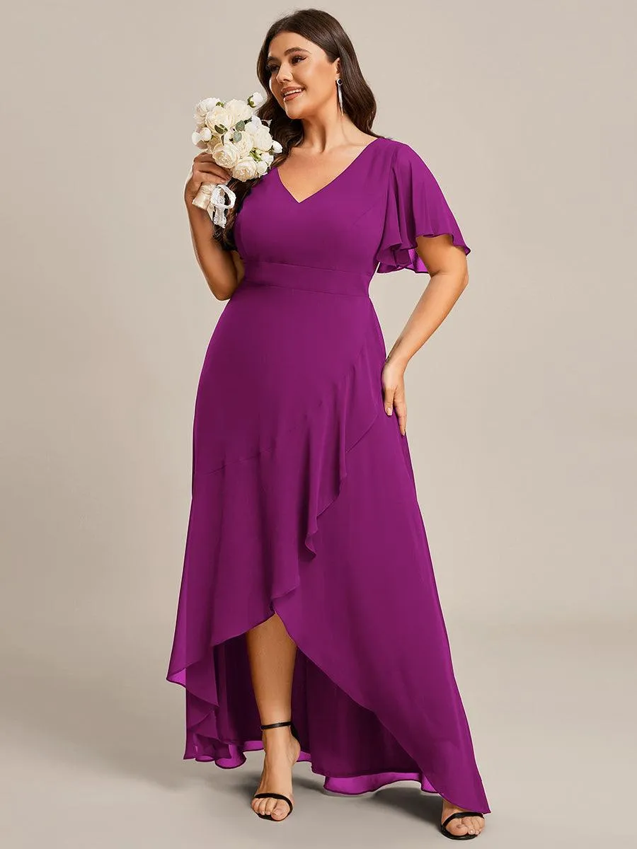 Taille personnalisée Robe demoiselle d'honneur Ourlet en feuille lotus Charmante