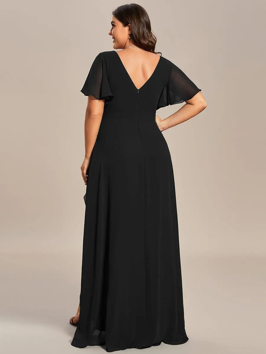 Taille personnalisée Robe demoiselle d'honneur Ourlet en feuille lotus Charmante