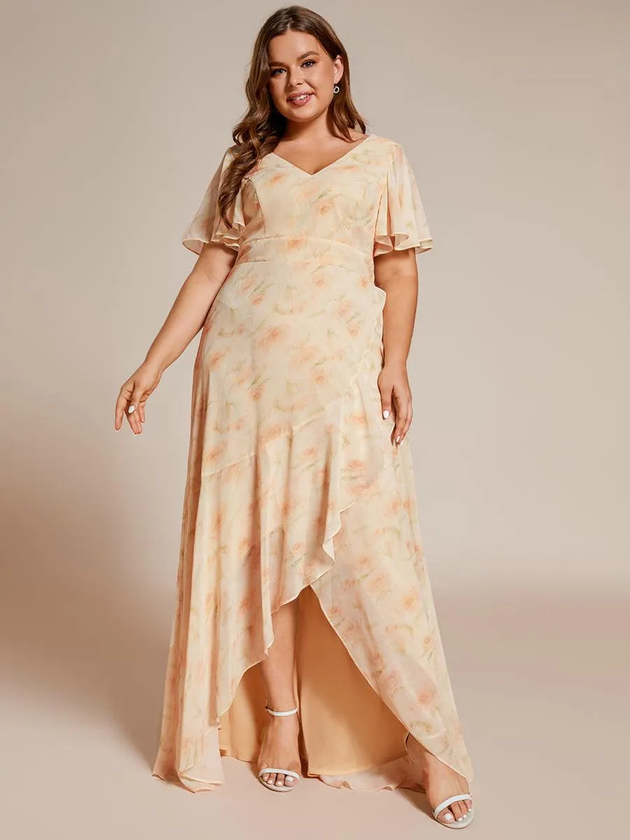Taille personnalisée Robe demoiselle d'honneur Ourlet en feuille lotus Charmante