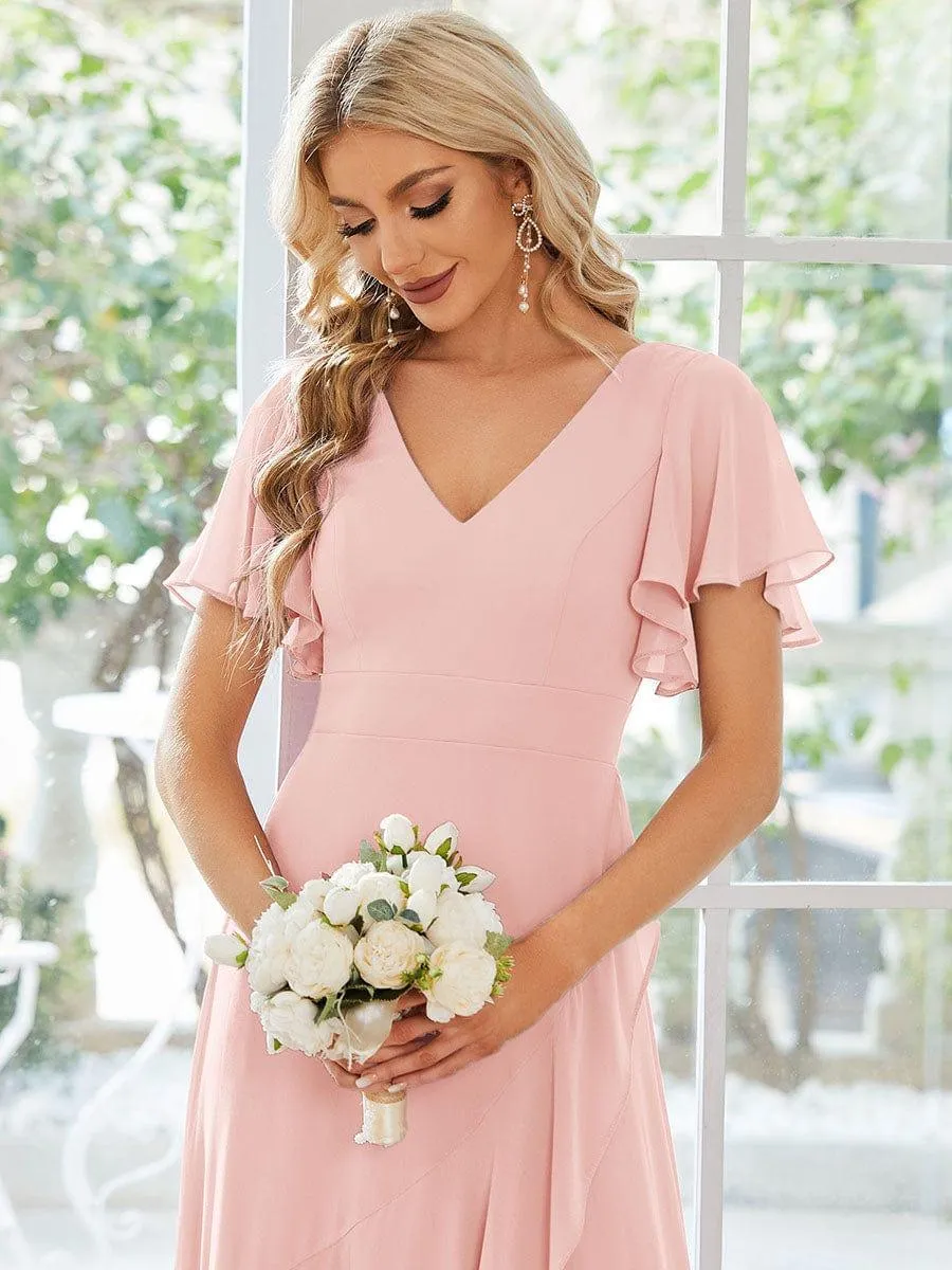 Taille personnalisée Robe demoiselle d'honneur Ourlet en feuille lotus Charmante