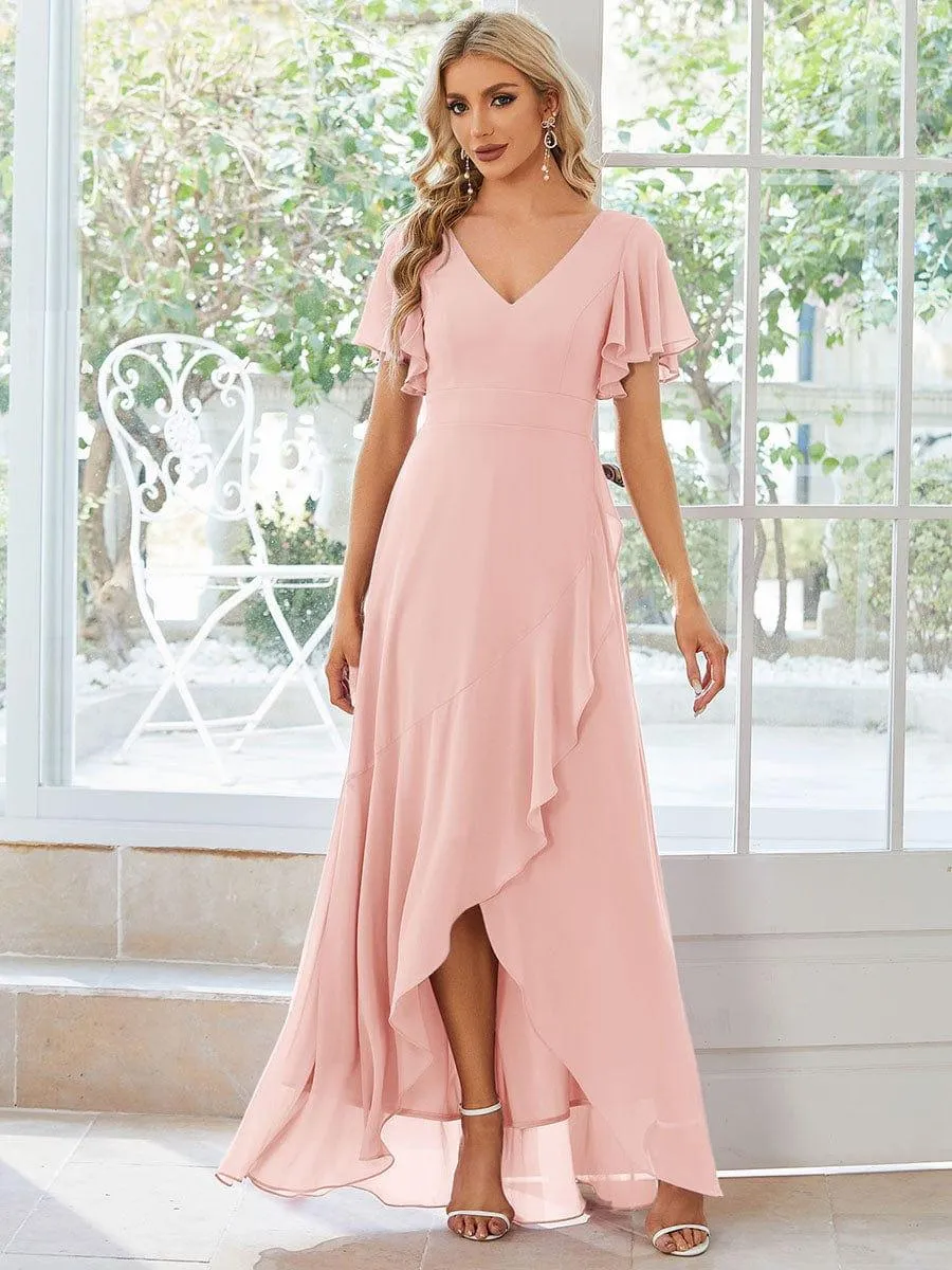 Taille personnalisée Robe demoiselle d'honneur Ourlet en feuille lotus Charmante
