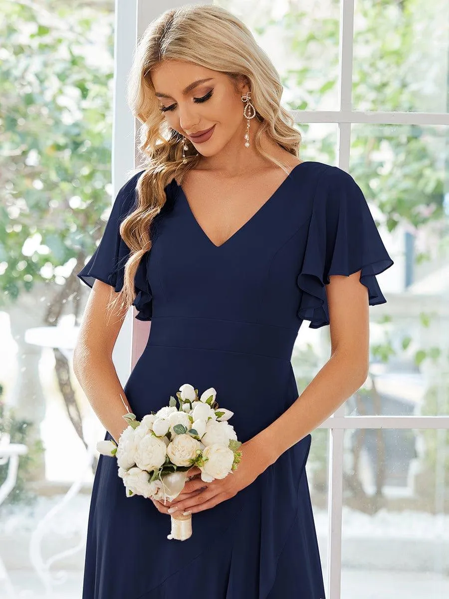 Taille personnalisée Robe demoiselle d'honneur Ourlet en feuille lotus Charmante