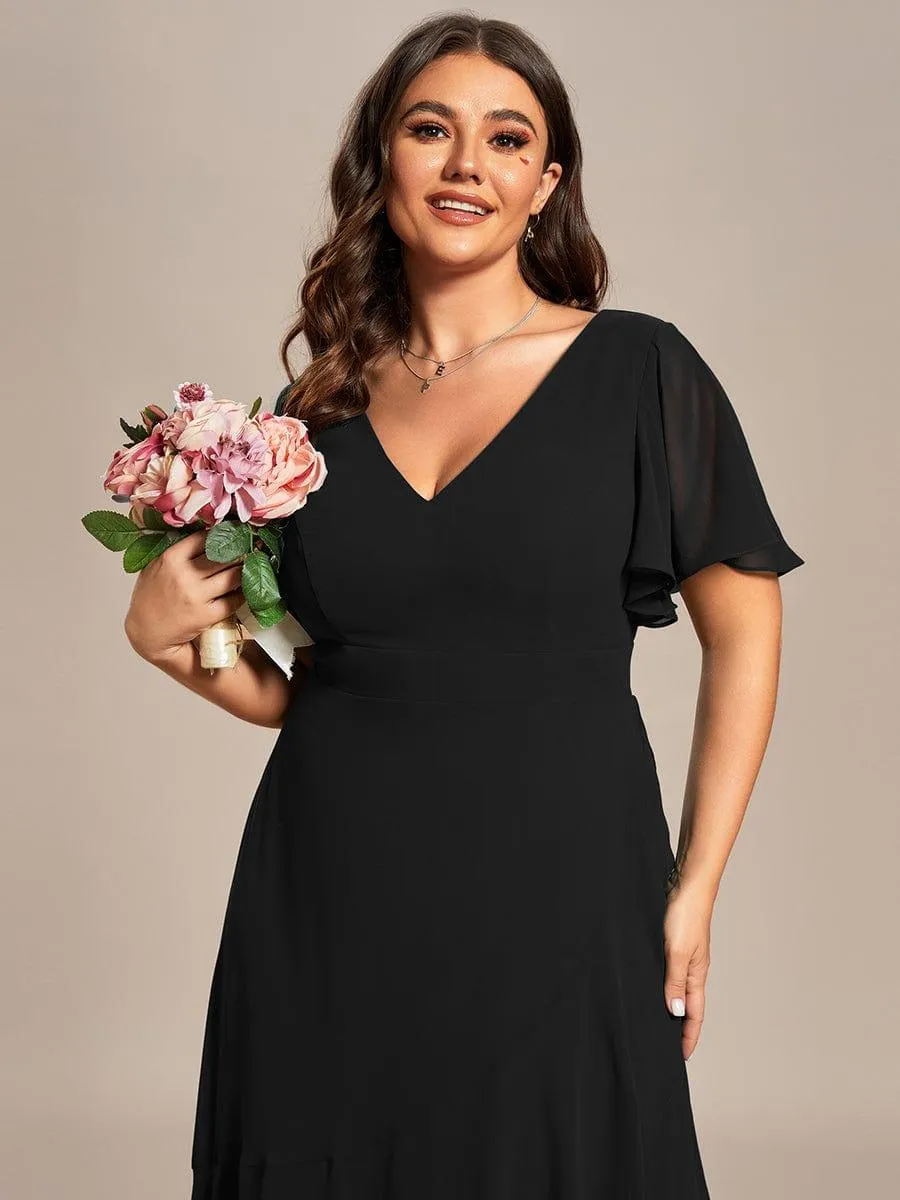 Taille personnalisée Robe demoiselle d'honneur Ourlet en feuille lotus Charmante