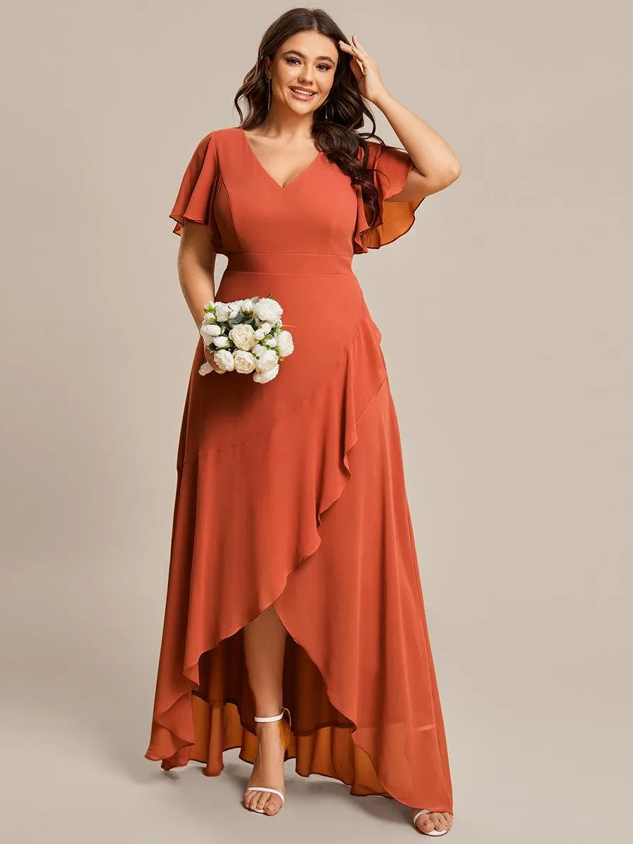 Taille personnalisée Robe demoiselle d'honneur Ourlet en feuille lotus Charmante