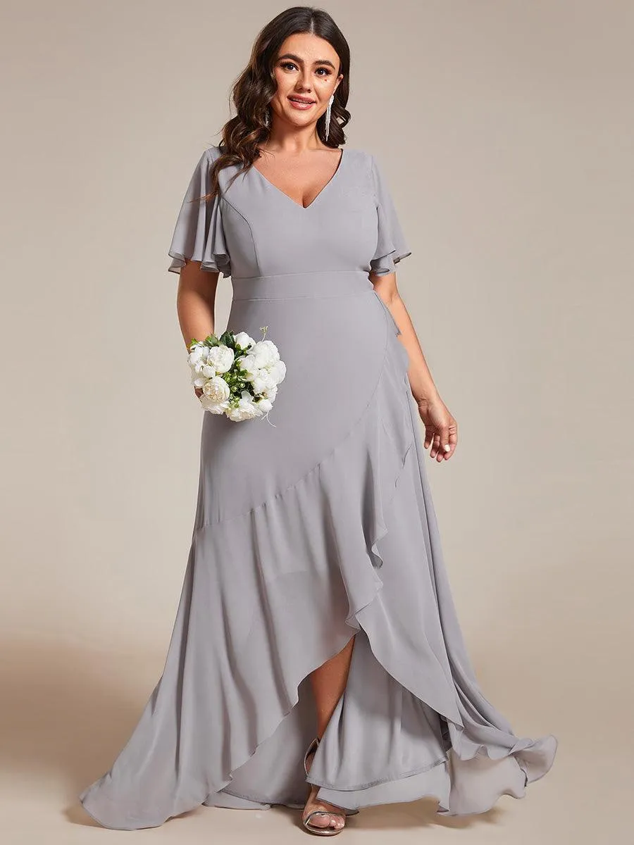 Taille personnalisée Robe demoiselle d'honneur Ourlet en feuille lotus Charmante