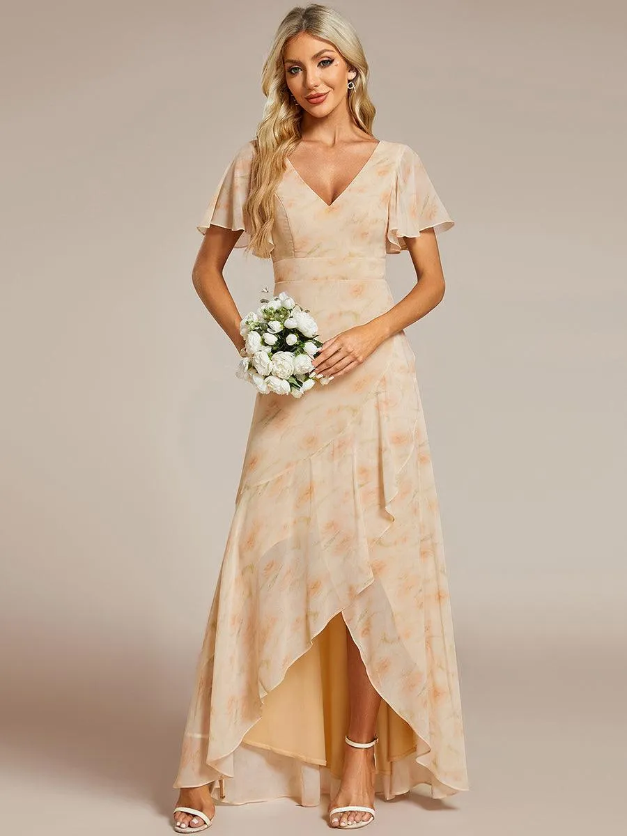 Taille personnalisée Robe demoiselle d'honneur Ourlet en feuille lotus Charmante