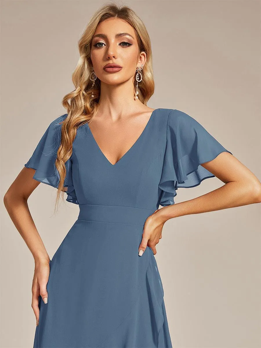 Taille personnalisée Robe demoiselle d'honneur Ourlet en feuille lotus Charmante