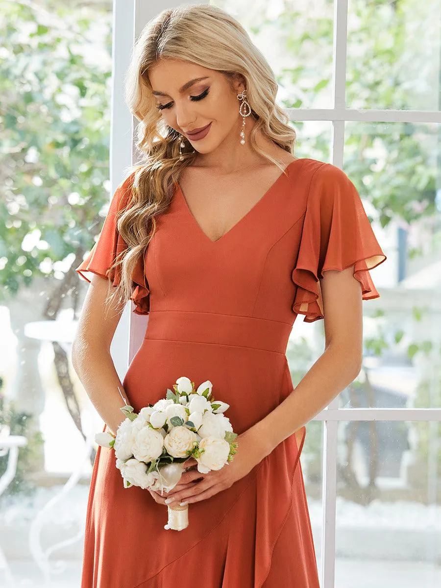 Taille personnalisée Robe demoiselle d'honneur Ourlet en feuille lotus Charmante