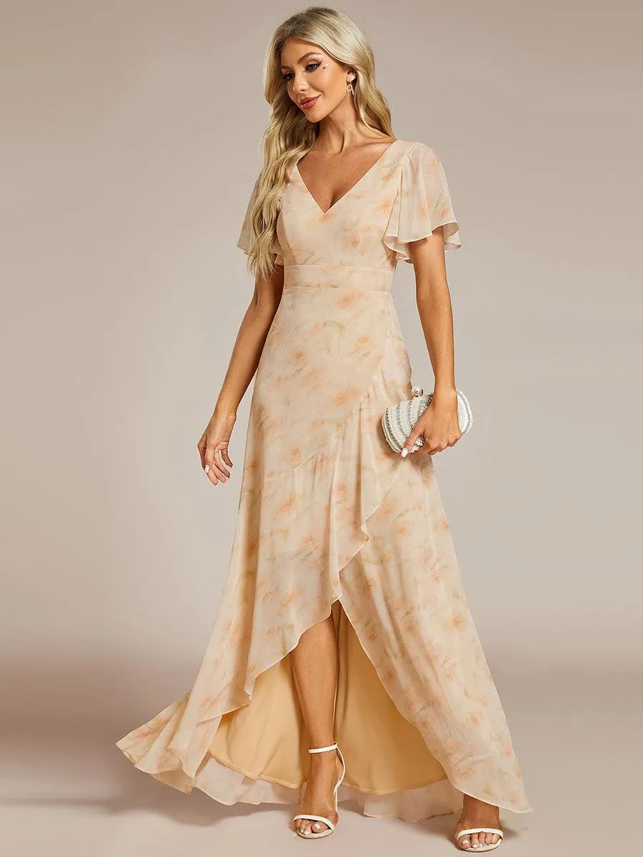 Taille personnalisée Robe demoiselle d'honneur Ourlet en feuille lotus Charmante