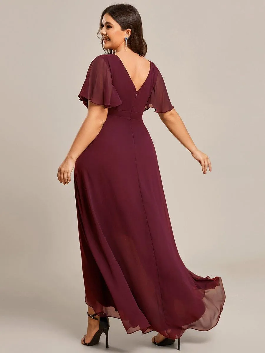 Taille personnalisée Robe demoiselle d'honneur Ourlet en feuille lotus Charmante