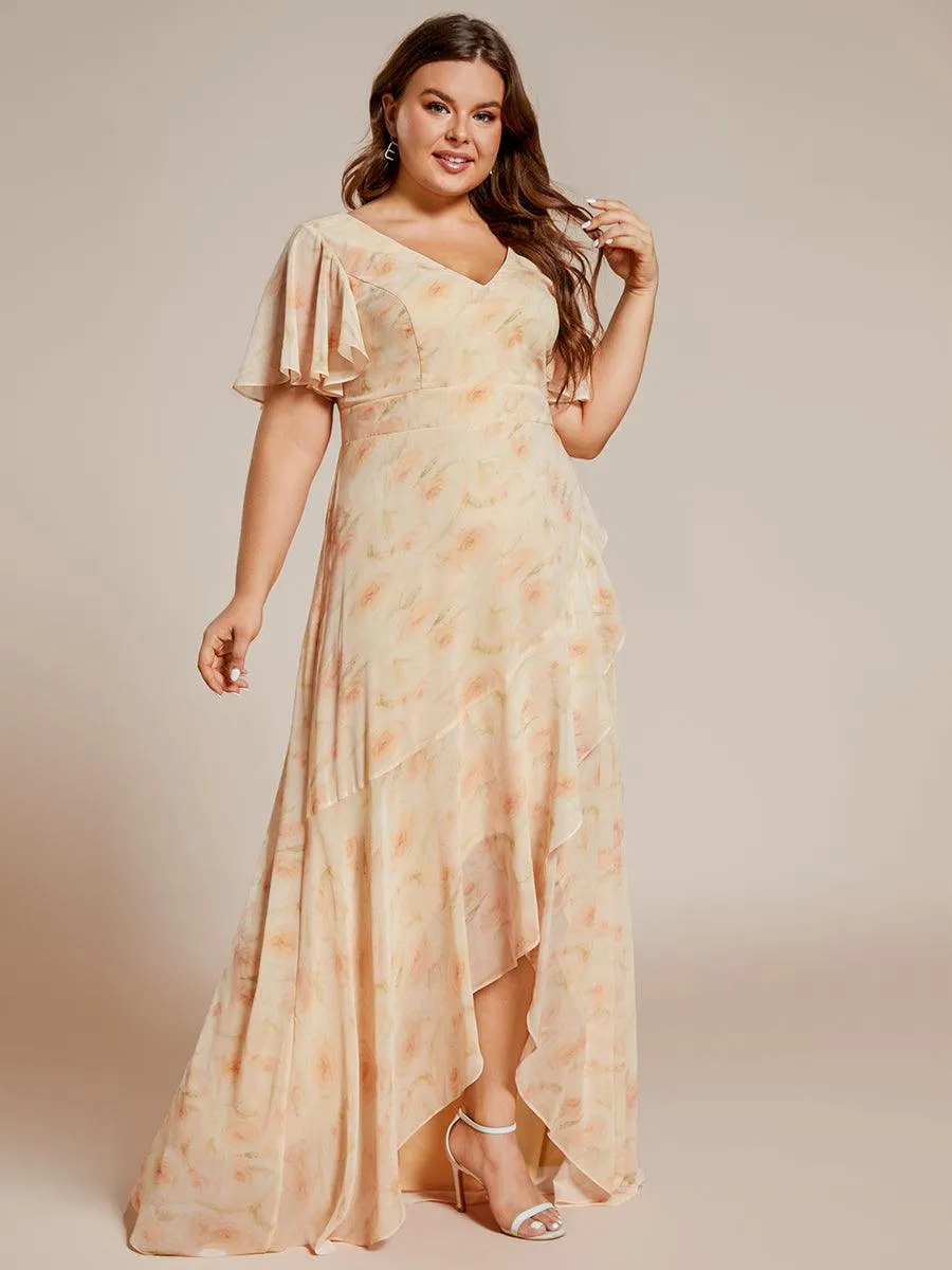 Taille personnalisée Robe demoiselle d'honneur Ourlet en feuille lotus Charmante