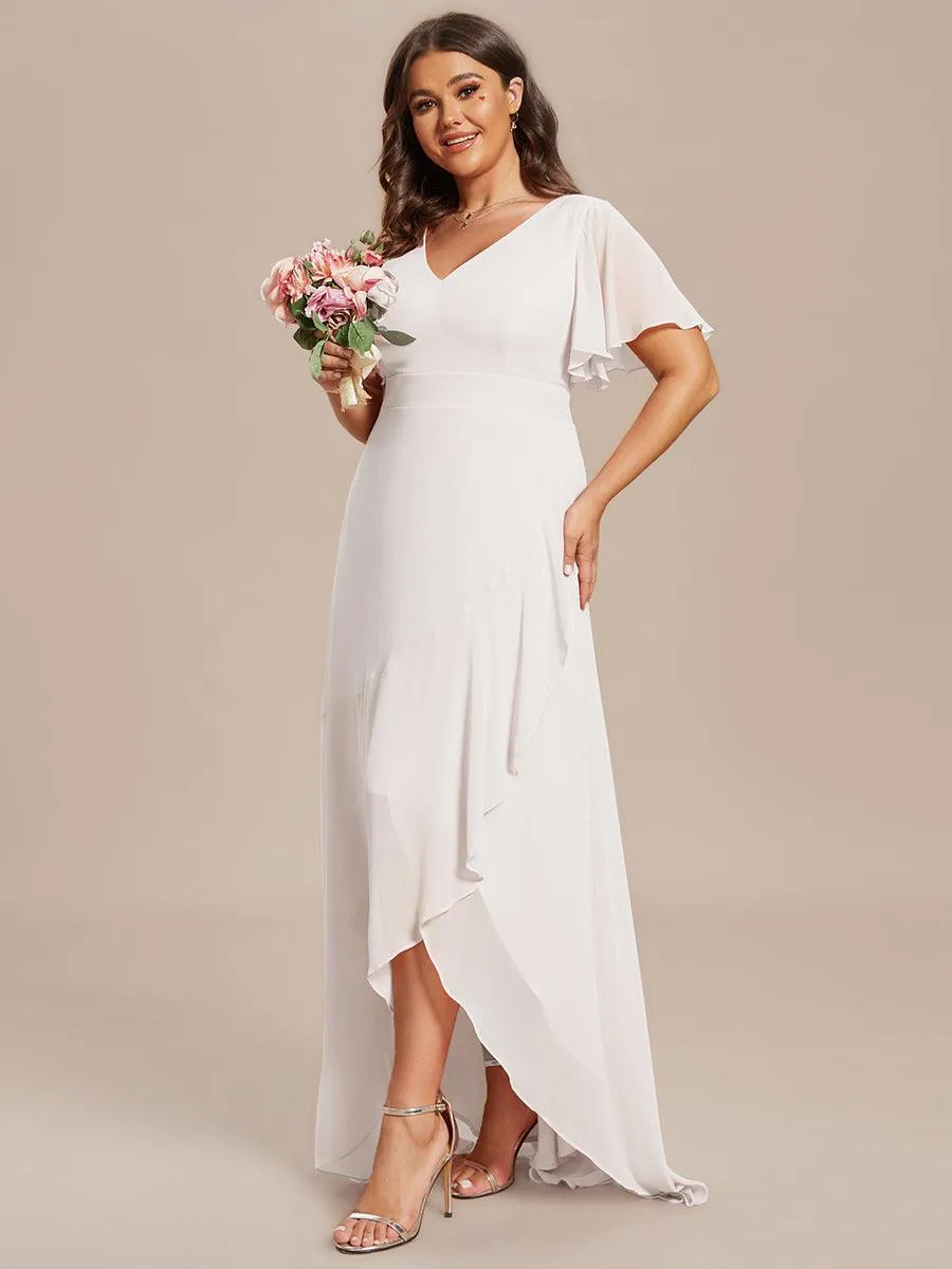 Taille personnalisée Robe demoiselle d'honneur Ourlet en feuille lotus Charmante