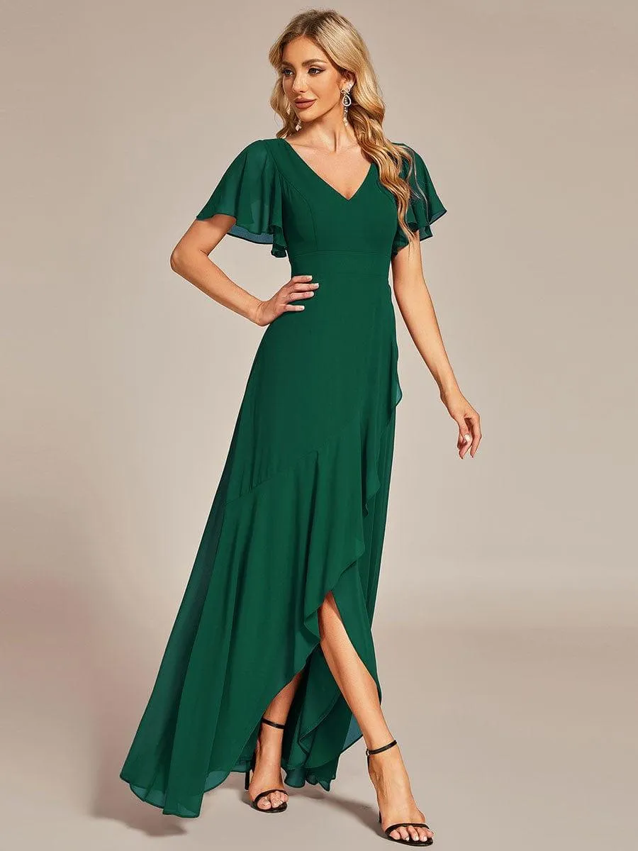 Taille personnalisée Robe demoiselle d'honneur Ourlet en feuille lotus Charmante
