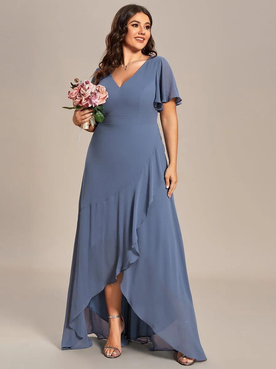 Taille personnalisée Robe demoiselle d'honneur Ourlet en feuille lotus Charmante