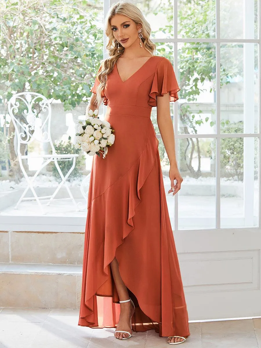 Taille personnalisée Robe demoiselle d'honneur Ourlet en feuille lotus Charmante