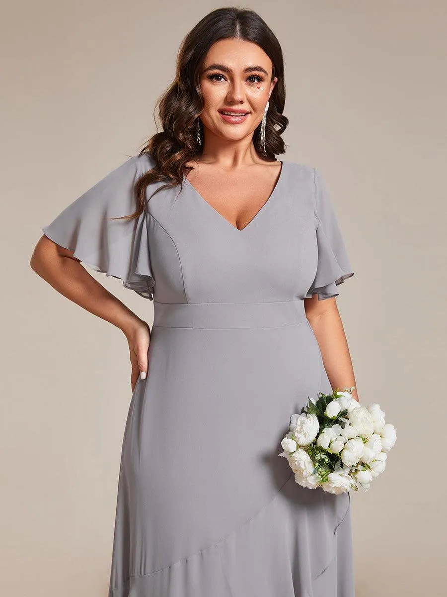 Taille personnalisée Robe demoiselle d'honneur Ourlet en feuille lotus Charmante