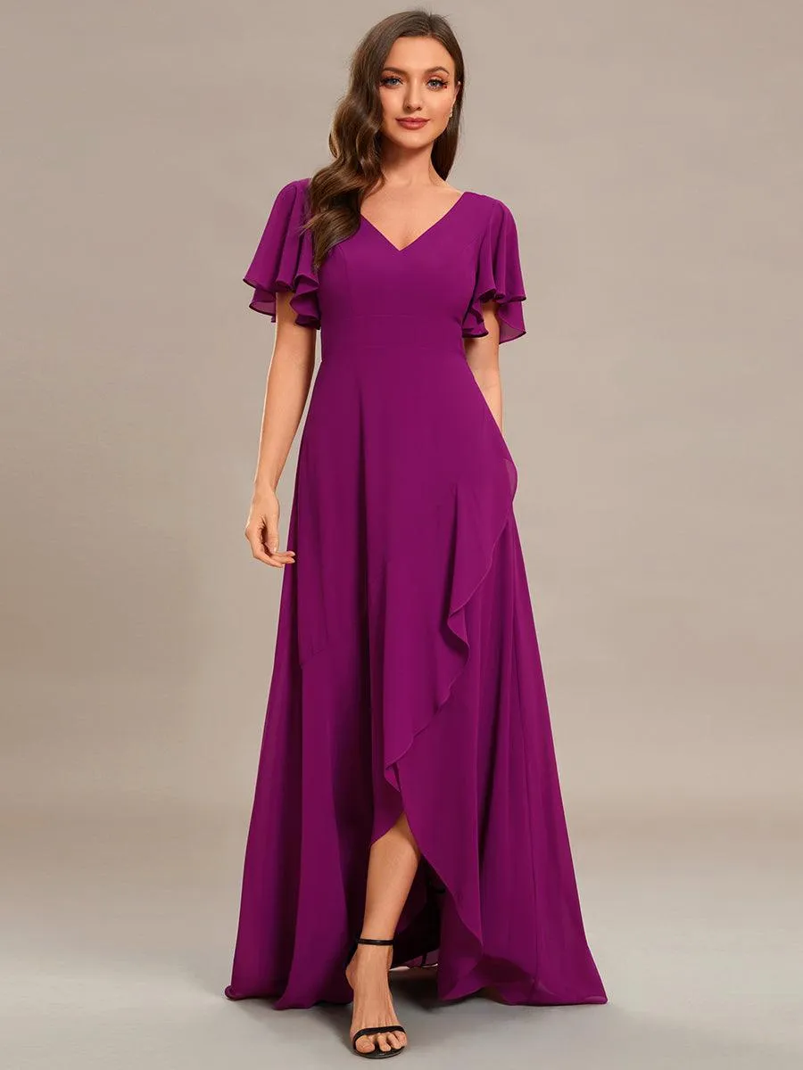 Taille personnalisée Robe demoiselle d'honneur Ourlet en feuille lotus Charmante
