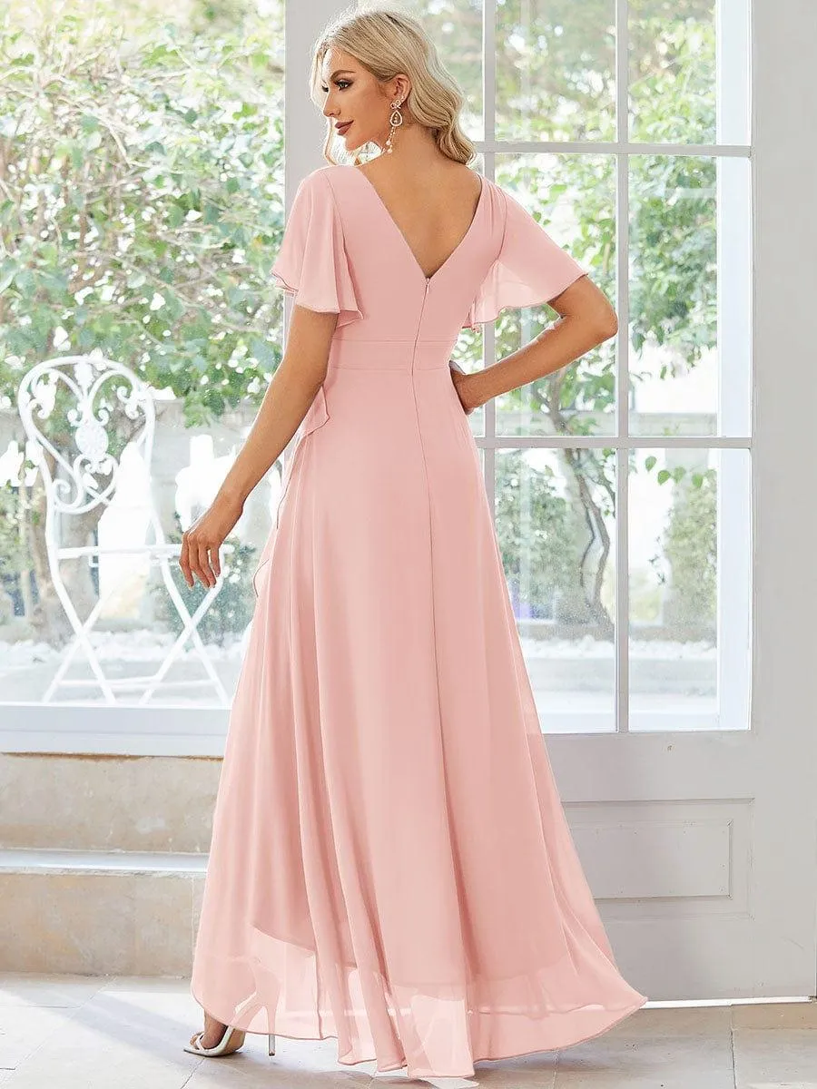 Taille personnalisée Robe demoiselle d'honneur Ourlet en feuille lotus Charmante