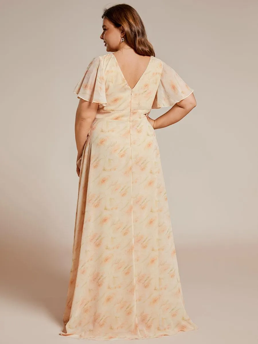Taille personnalisée Robe demoiselle d'honneur Ourlet en feuille lotus Charmante
