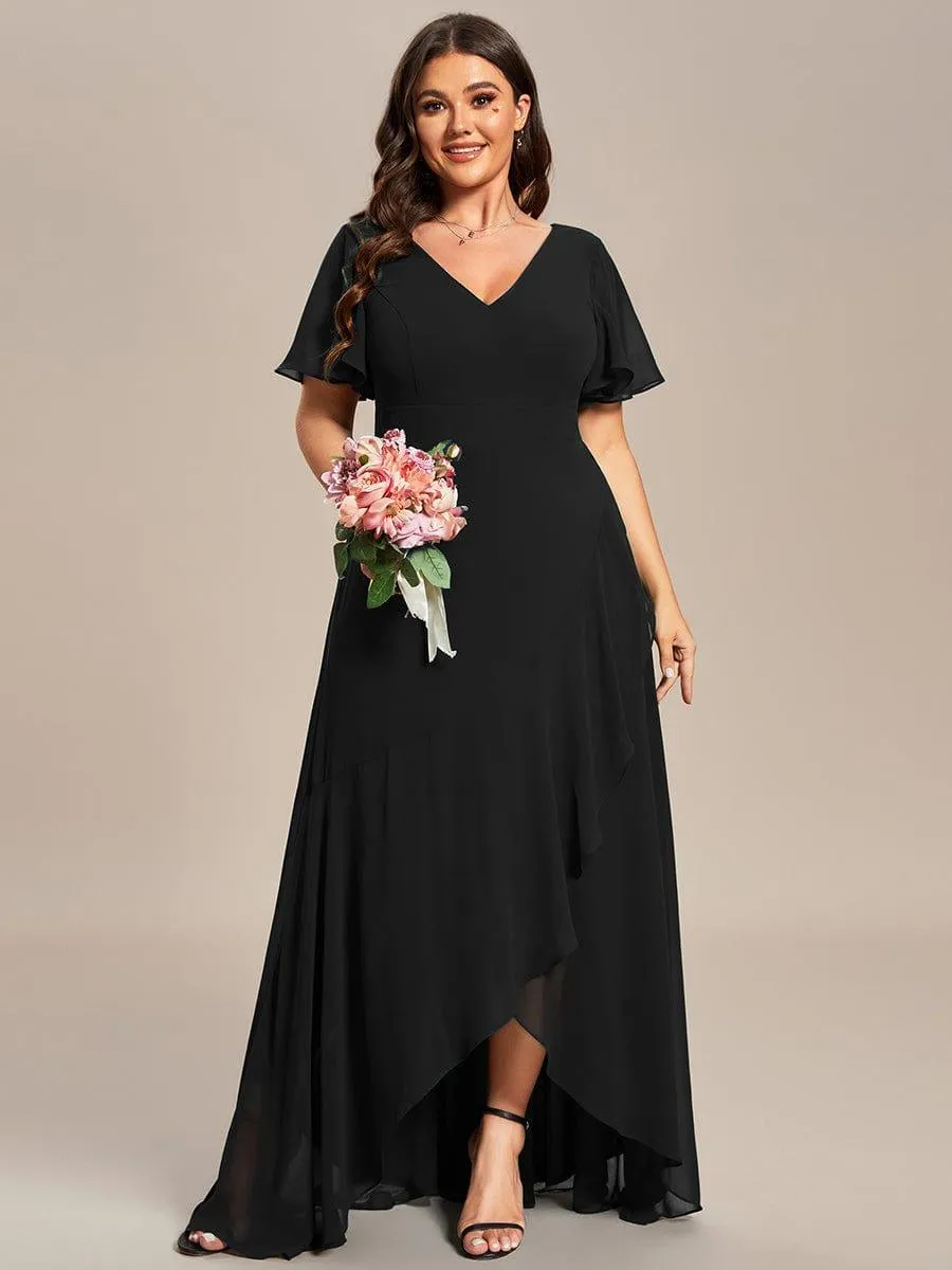 Taille personnalisée Robe demoiselle d'honneur Ourlet en feuille lotus Charmante
